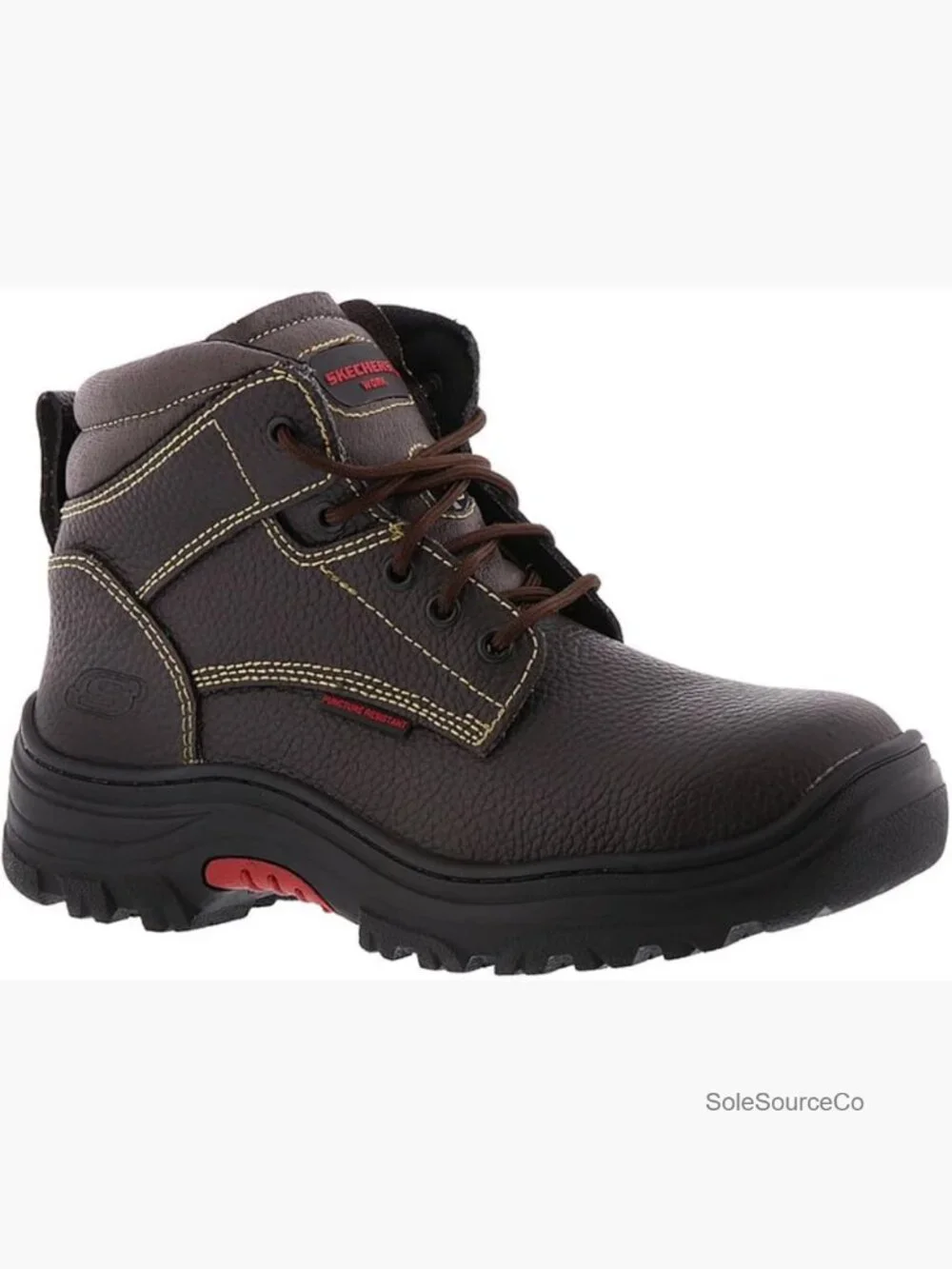 Steel Toe Work Boots Slip Resistant Memory Foam Lace Up Ankle High Leather